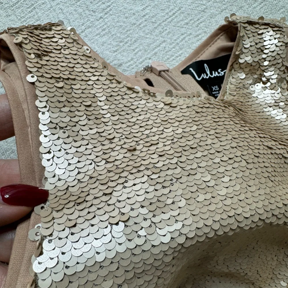 Lulus Notorious Matte Rose Gold‎ Sequin Mermaid Maxi Dress XS Prom - Picture 5 of 9